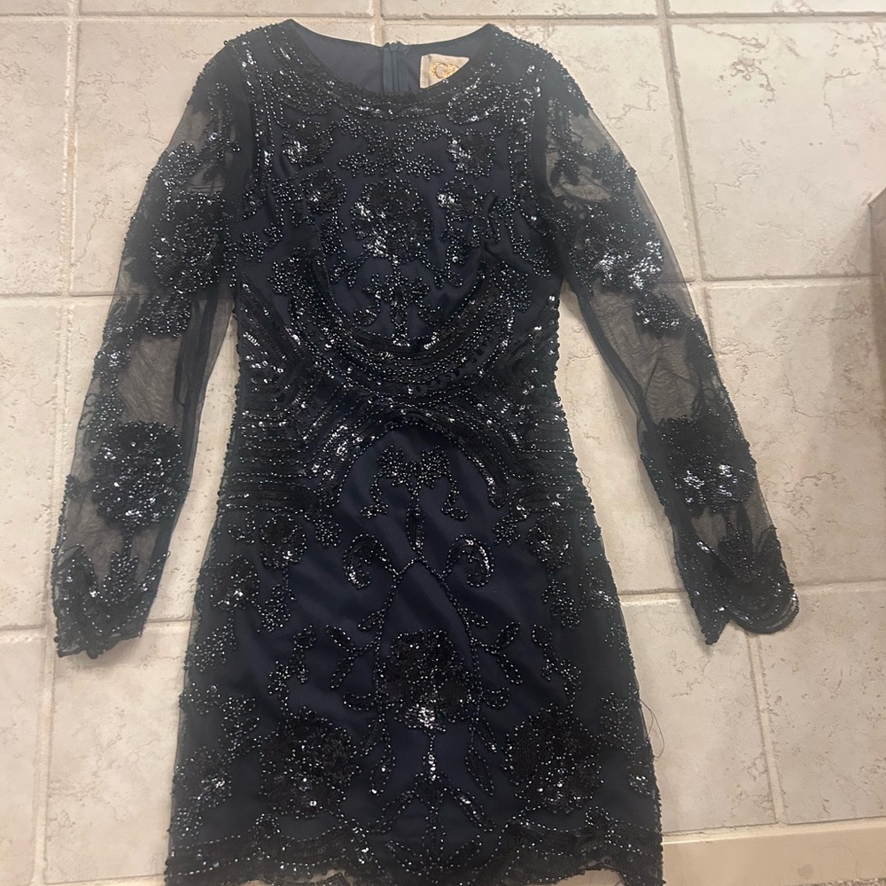Gianni Bini Blue Sheath Dress with Bishop Sleeves